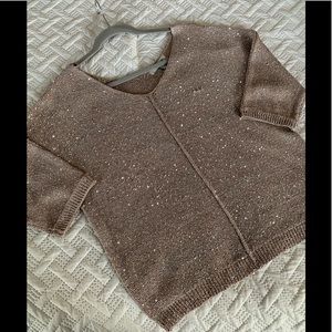 Muted Gold Sweater with 3/4 Length Sleeve